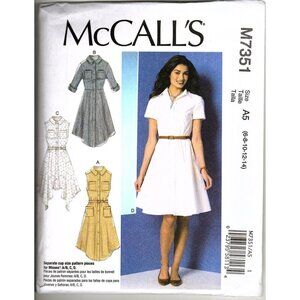 McCall's M7351 Misses 6 to 14 Collared Dresses UNCUT Sewing Pattern